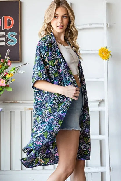 Floral Open Front Cardigan Plus Size - Eva's Edition