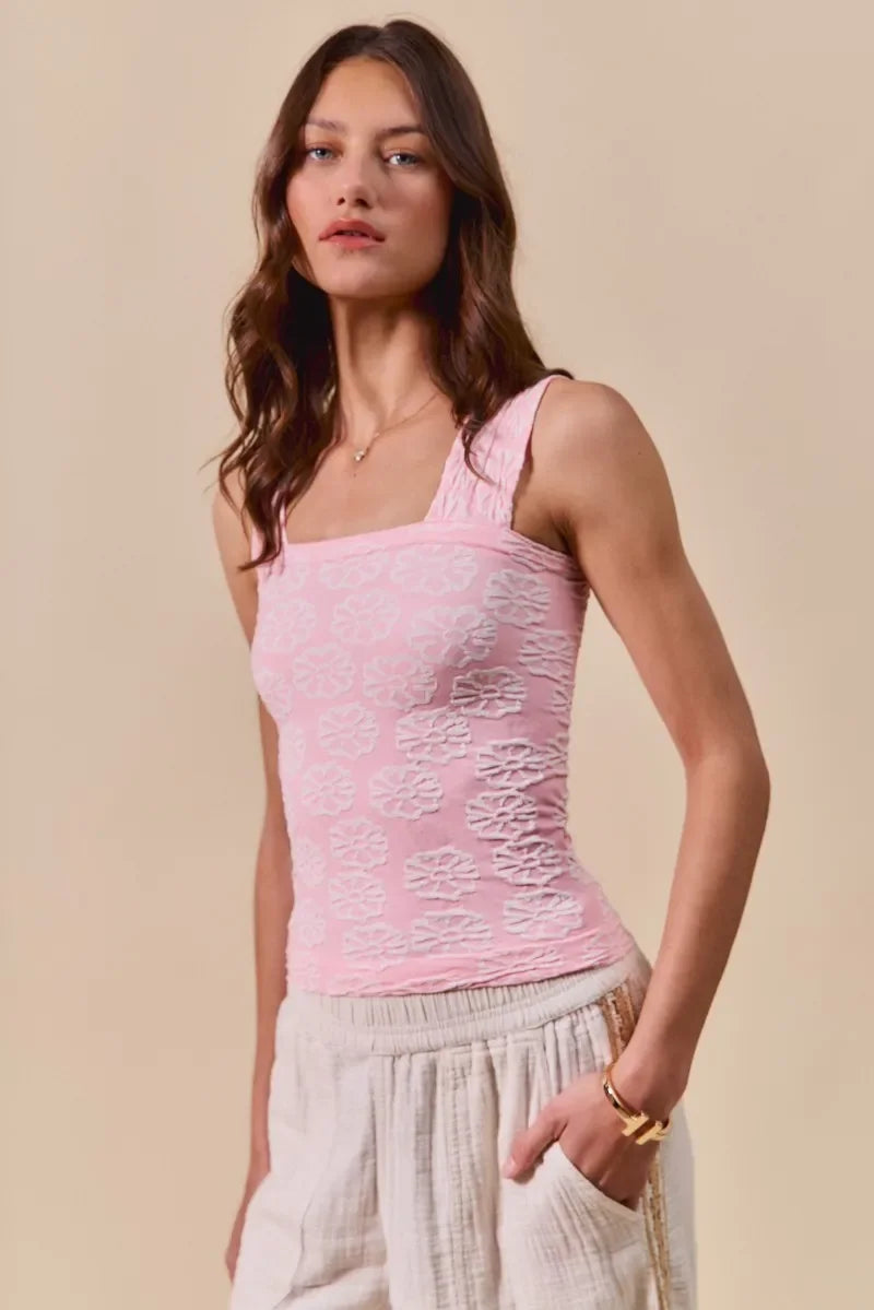 Double Tone Floral Seamless Tank Top - Eva's Edition