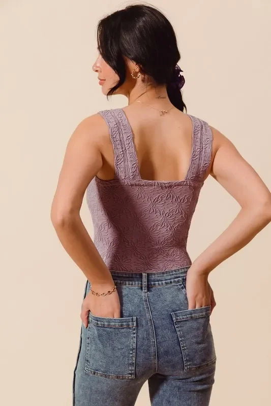 Floral Jacquard Seamless Tank Top - Eva's Edition