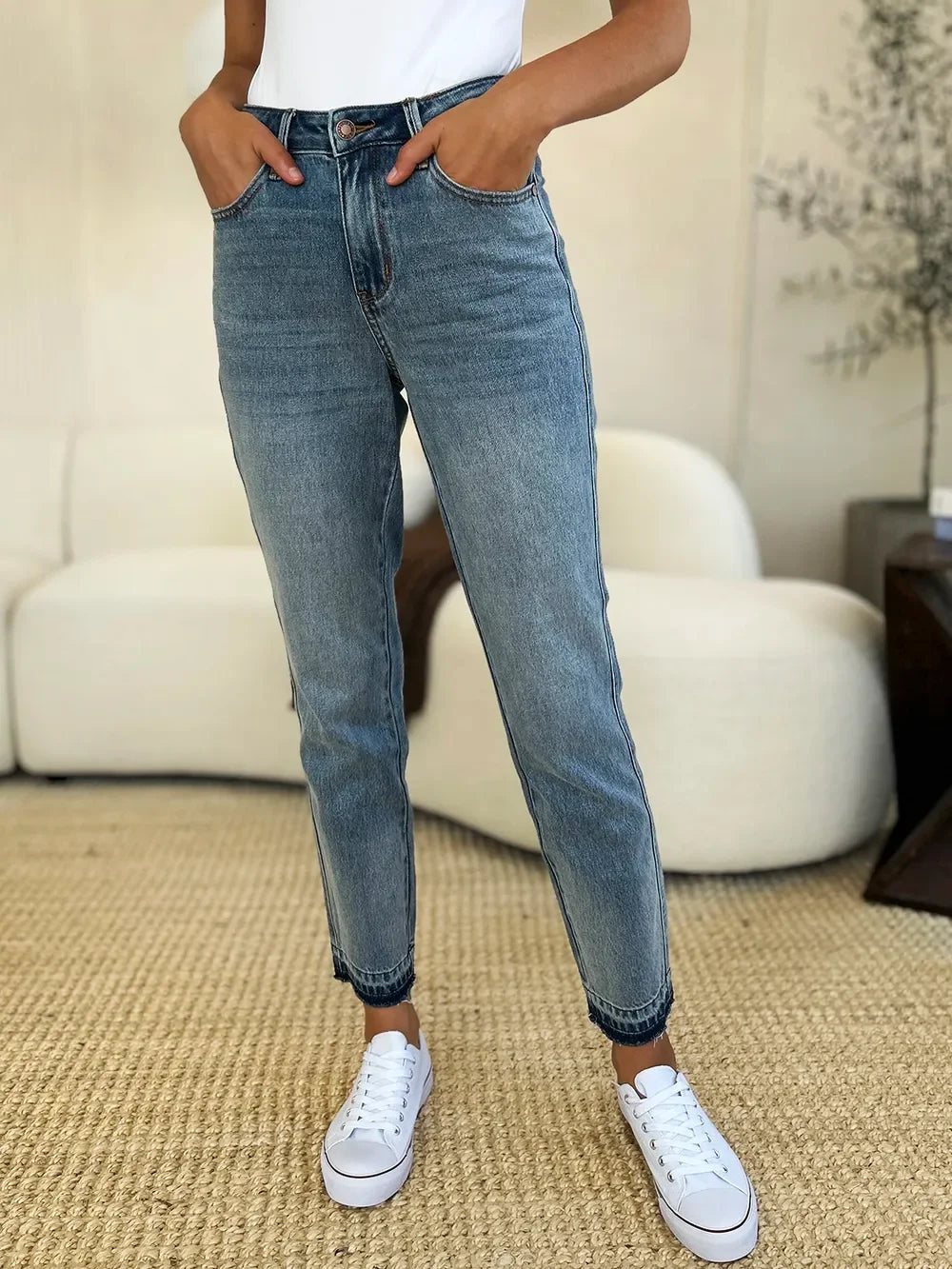 Mid Rise Rigid Magic Release Hem Jeans - Eva's Edition