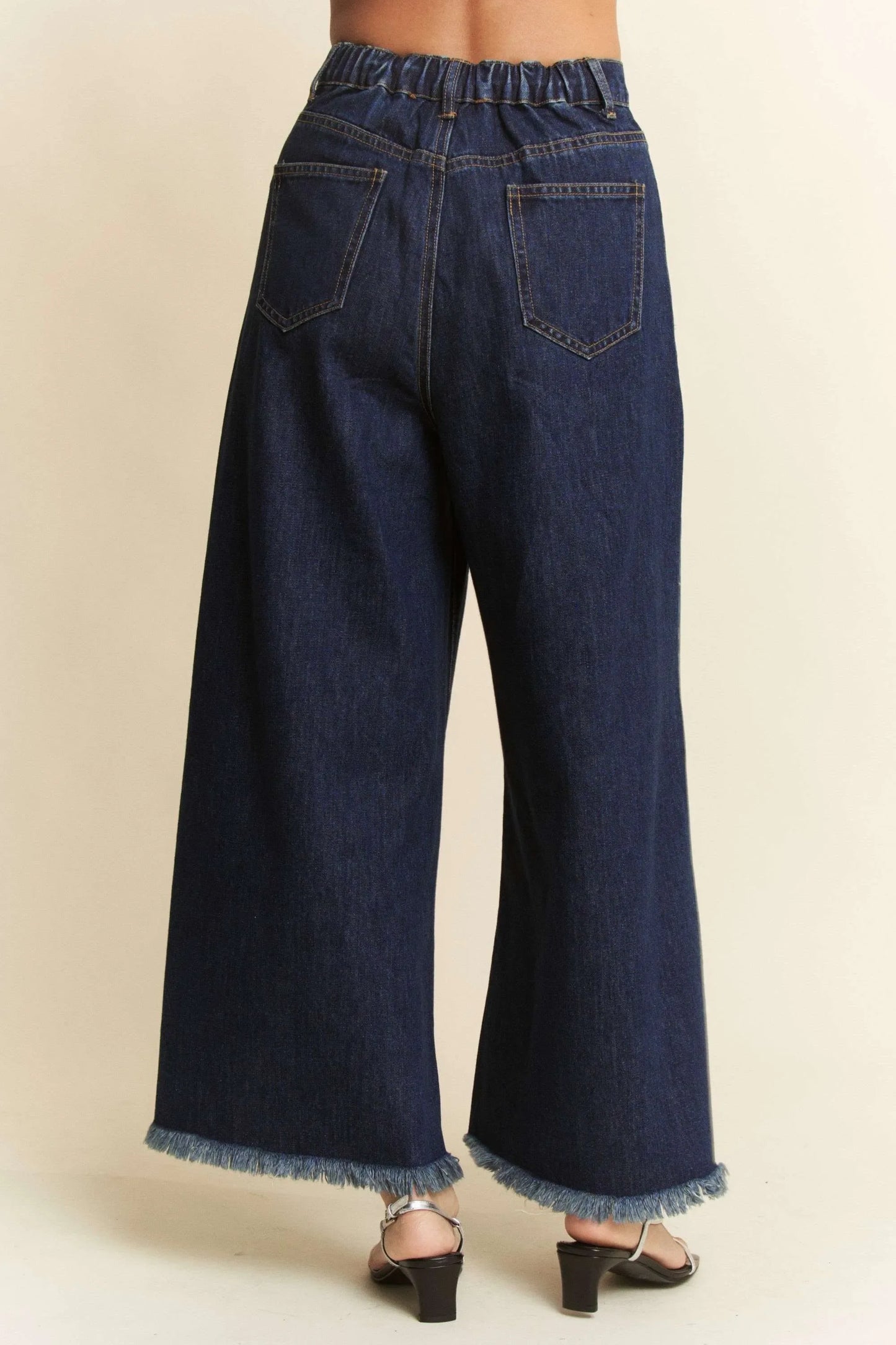 Patch Pocket Wide Leg Culotte Jeans - Eva's Edition