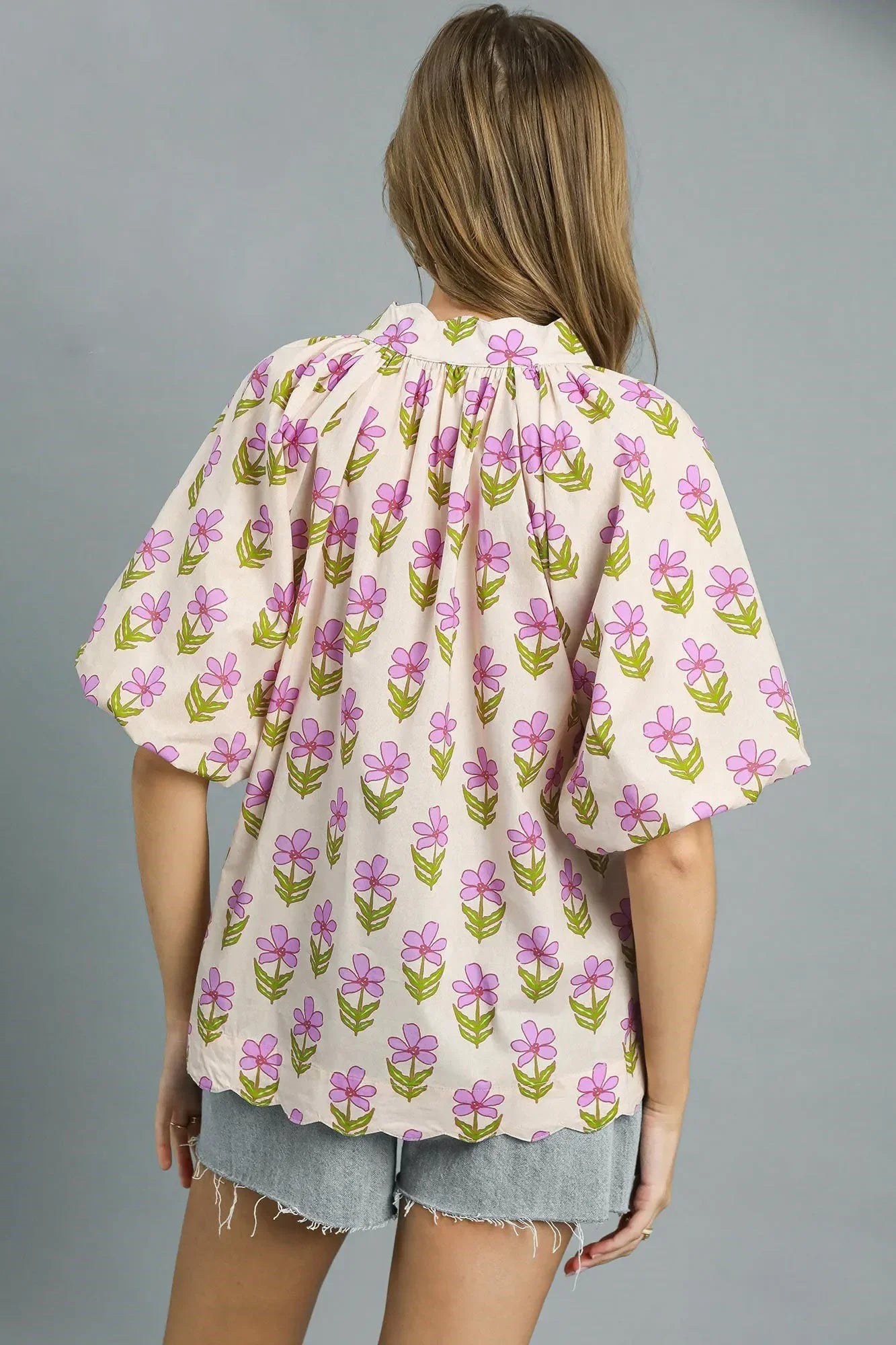 Floral Print Puff Sleeve Blouse - Eva's Edition