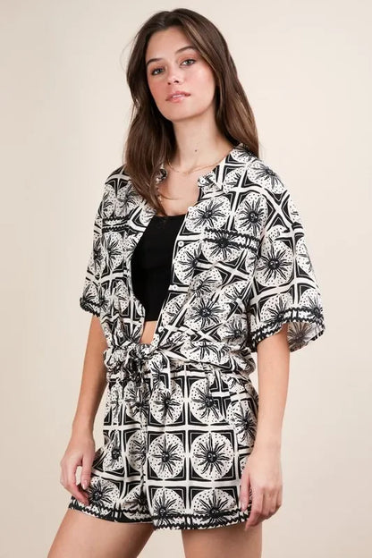 Tropical Printed Shirt Top & Shorts Set - Eva's Edition