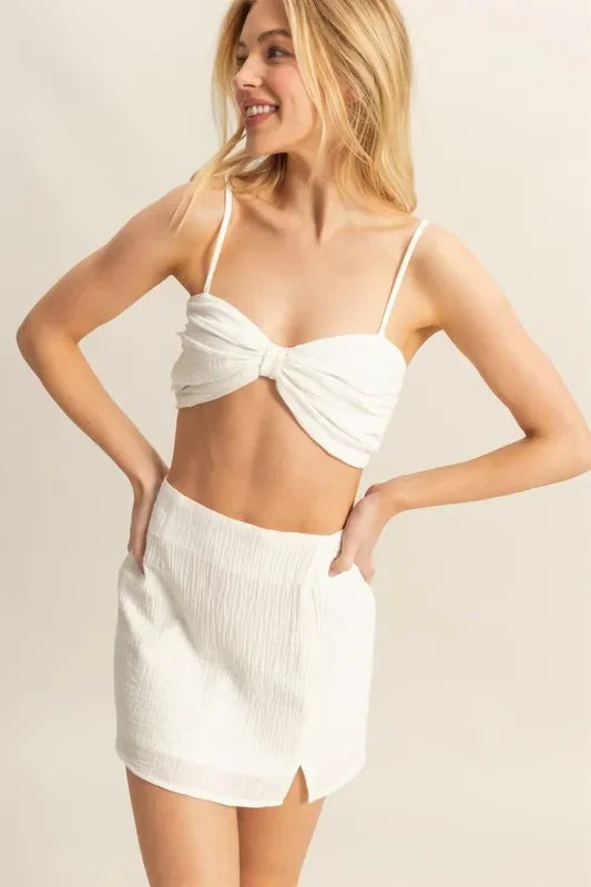 Ruched Bra Top and Mini Skirt Set - Eva's Edition