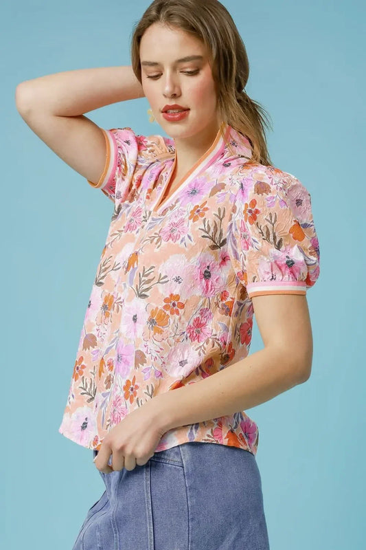 Floral Print Puff Sleeve Blouse - Eva's Edition