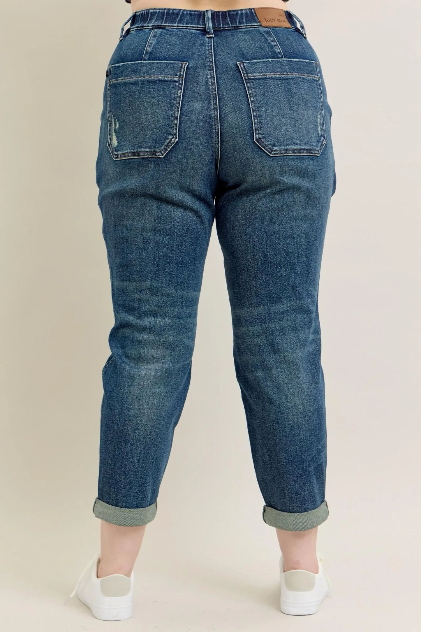 Vintage Wash Jeans w/ Drawstring Plus Size - Eva's Edition