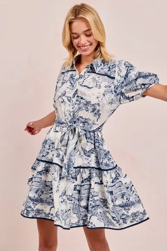 Woven Printed Tiered Dress - Eva's Edition