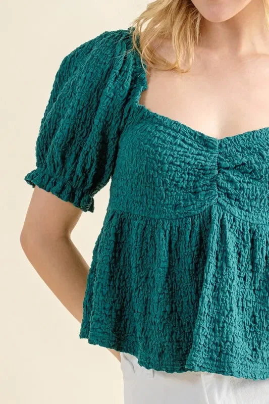 Lovely Textured and Smocked Top - Eva's Edition