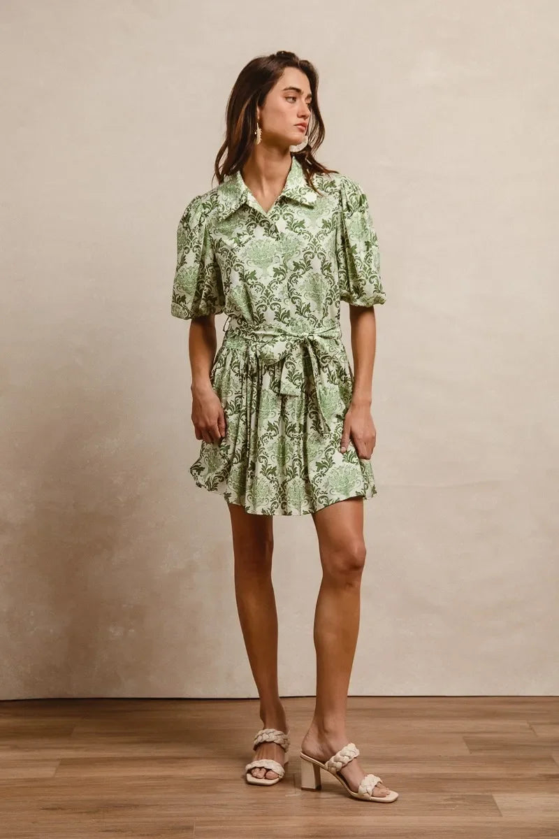 Floral Short Sleeve Mini Shirt Dress - Eva's Edition
