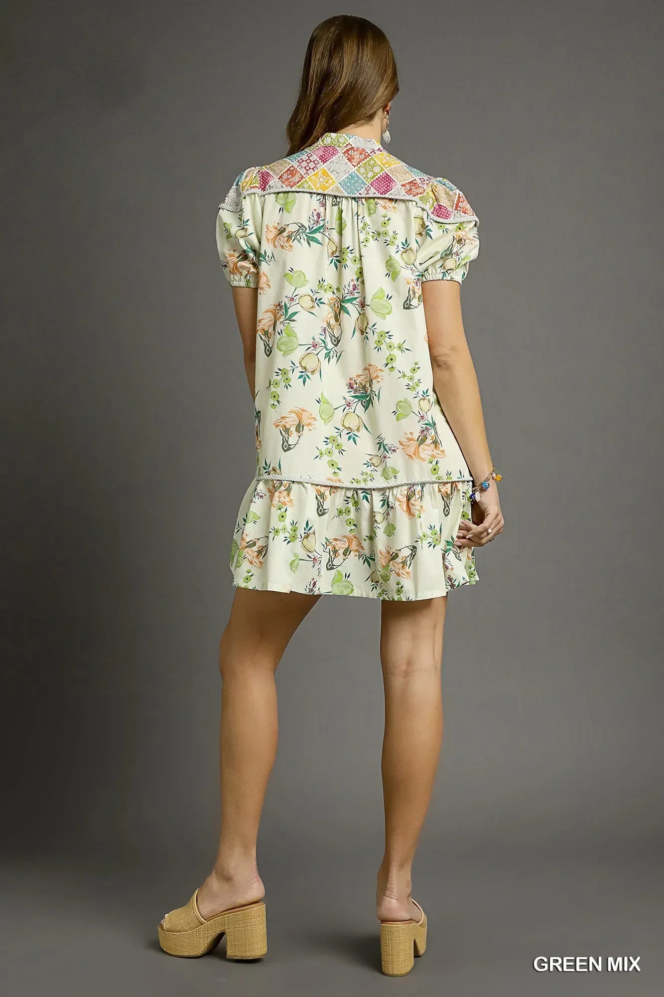 Floral Print Tie Neck Puff Sleeve Dress - Eva's Edition