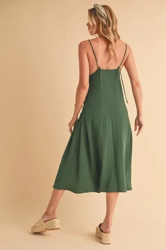 Side Button Midi Cami Dress - Eva's Edition