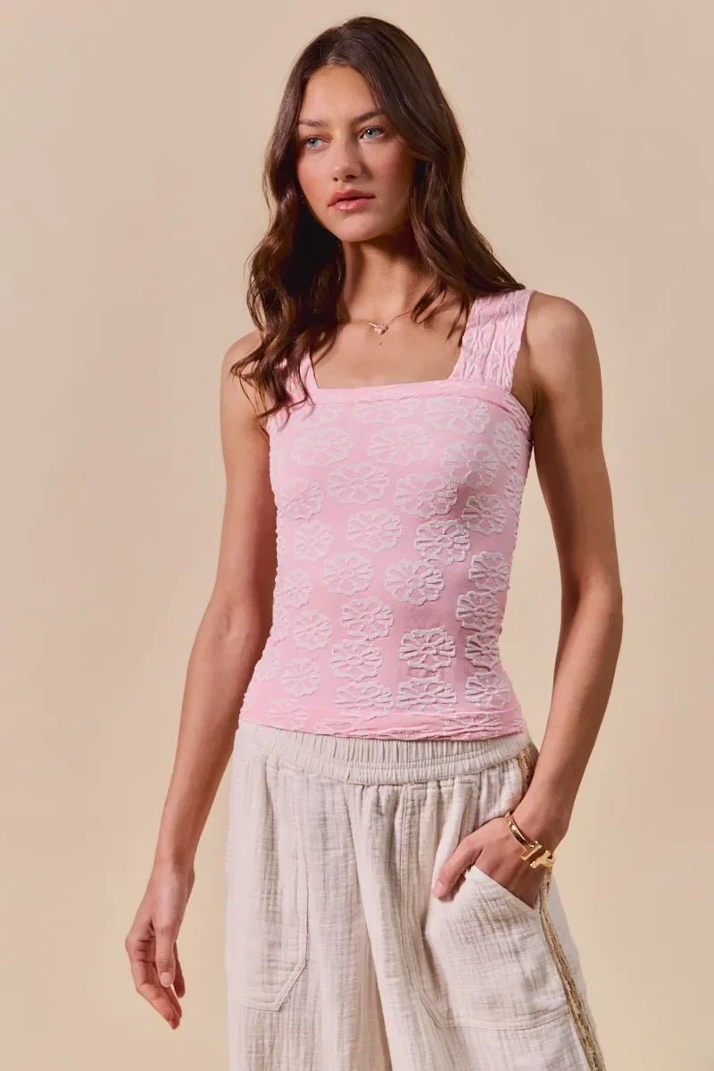 Double Tone Floral Seamless Tank Top - Eva's Edition