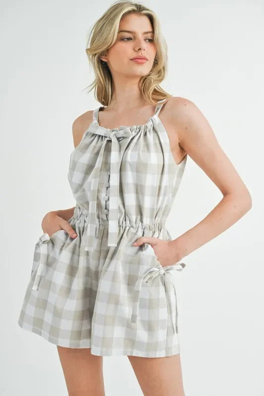 Plaid Sleeveless Button Down Romper - Eva's Edition