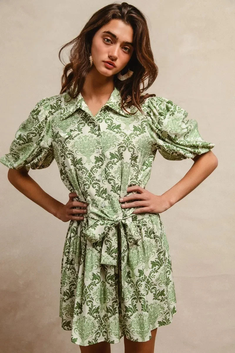 Floral Short Sleeve Mini Shirt Dress - Eva's Edition