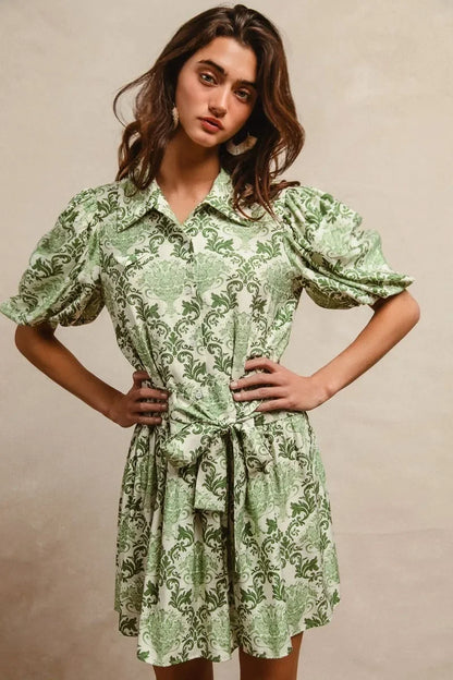 Floral Short Sleeve Mini Shirt Dress - Eva's Edition