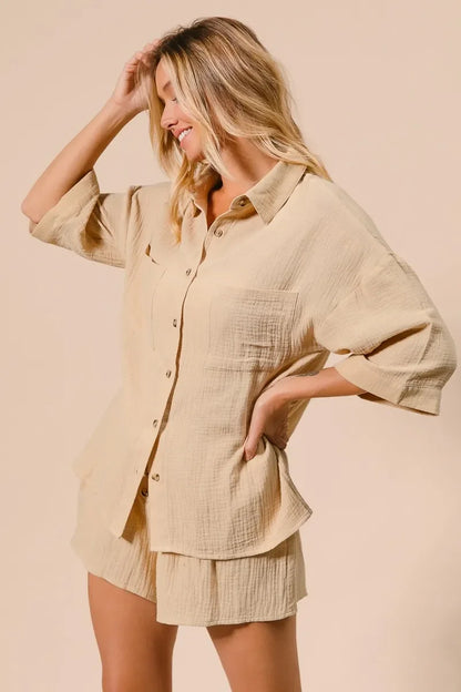 Crinkle Gauze Shirt and Short Set - Eva's Edition