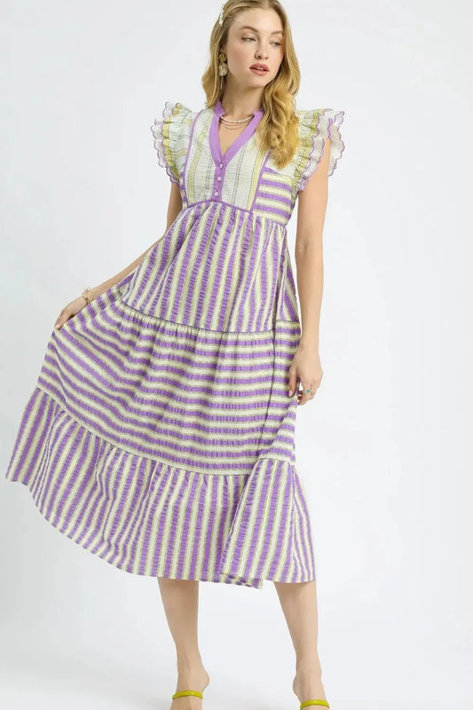 Ruffle Cap Sleeve Midi Dress - Eva's Edition