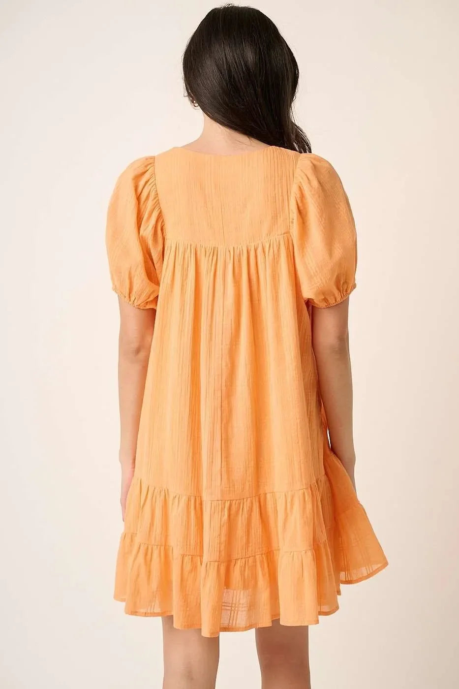 Tassel Tie Plaid Gauze Short Sleeve Mini Dress - Eva's Edition