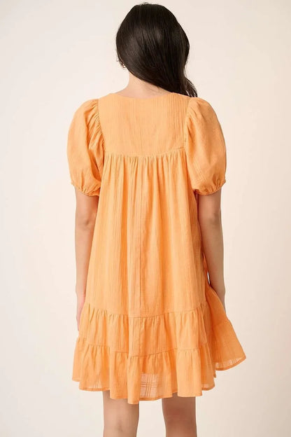 Tassel Tie Plaid Gauze Short Sleeve Mini Dress - Eva's Edition