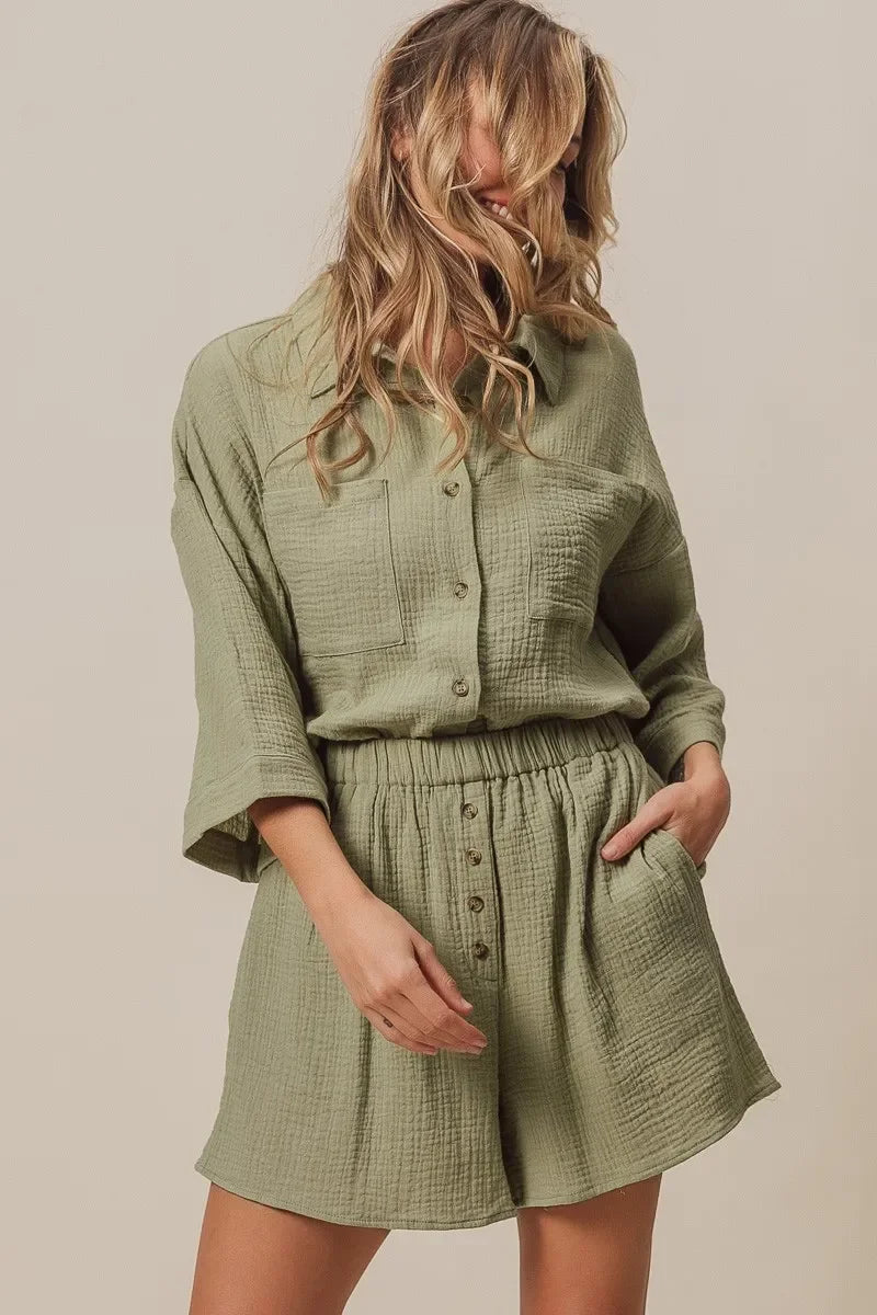 Crinkle Gauze Shirt and Short Set - Eva's Edition