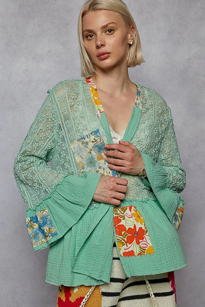 Ruffled Hem Open Front Cardigan - Eva's Edition