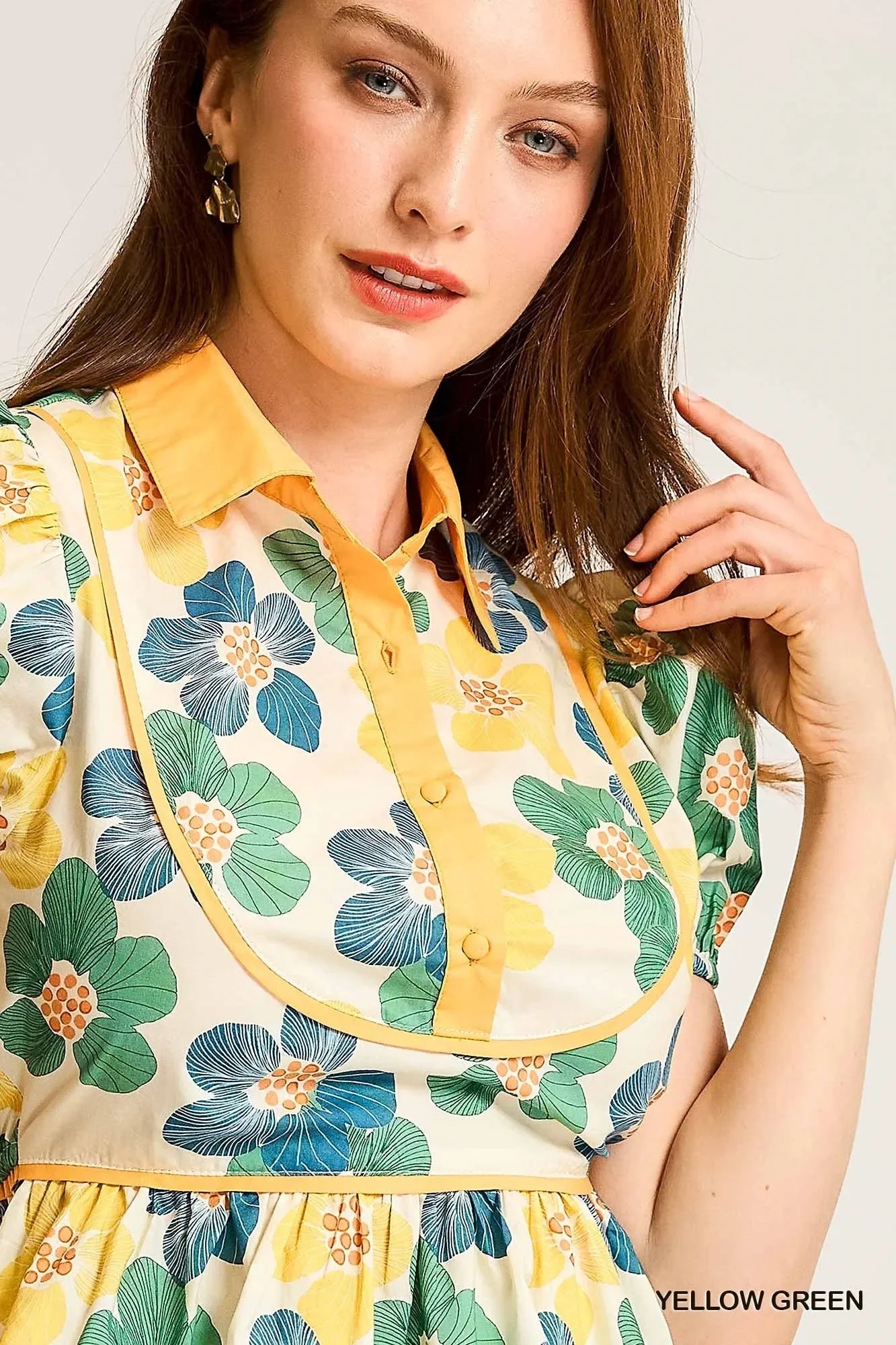 Floral Print Puff Sleeve Cropped Blouse - Eva's Edition