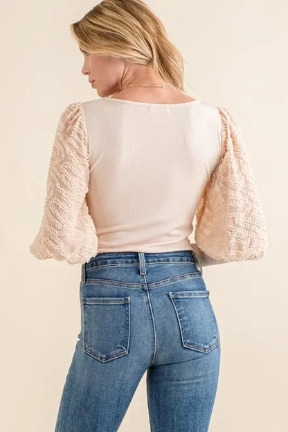 Textured Puff Sleeve Bodysuit - Eva's Edition