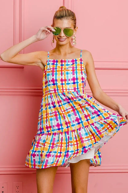 Colorfull Plaid Sleeveless Sun Dress - Eva's Edition