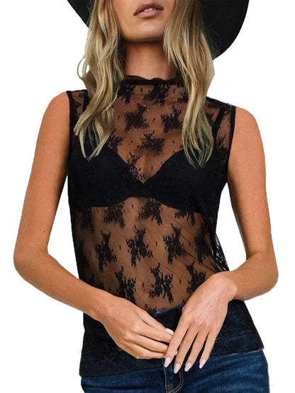Lace Mock Neck Top - Eva's Edition
