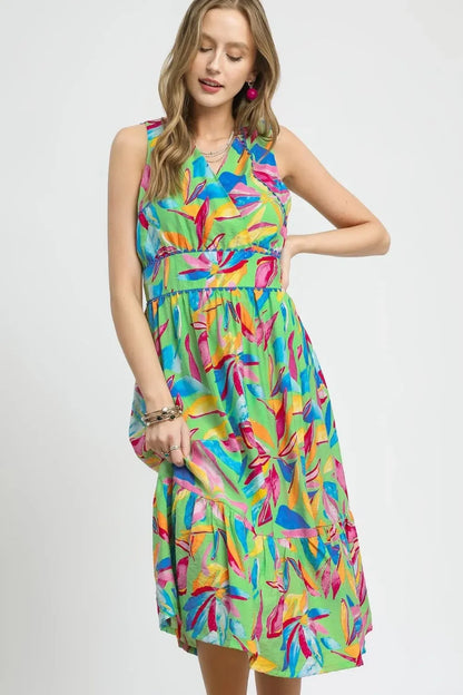 Printed Sleeveless Midi Dress - Eva's Edition