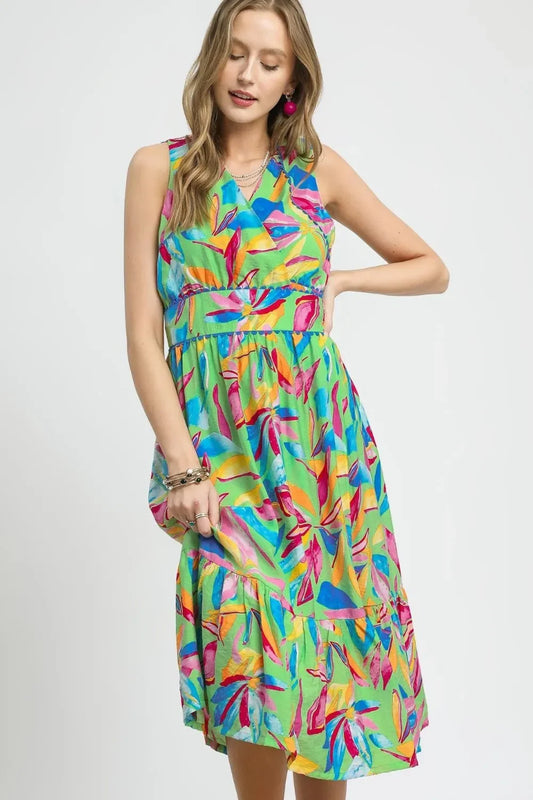 Printed Sleeveless Midi Dress - Eva's Edition