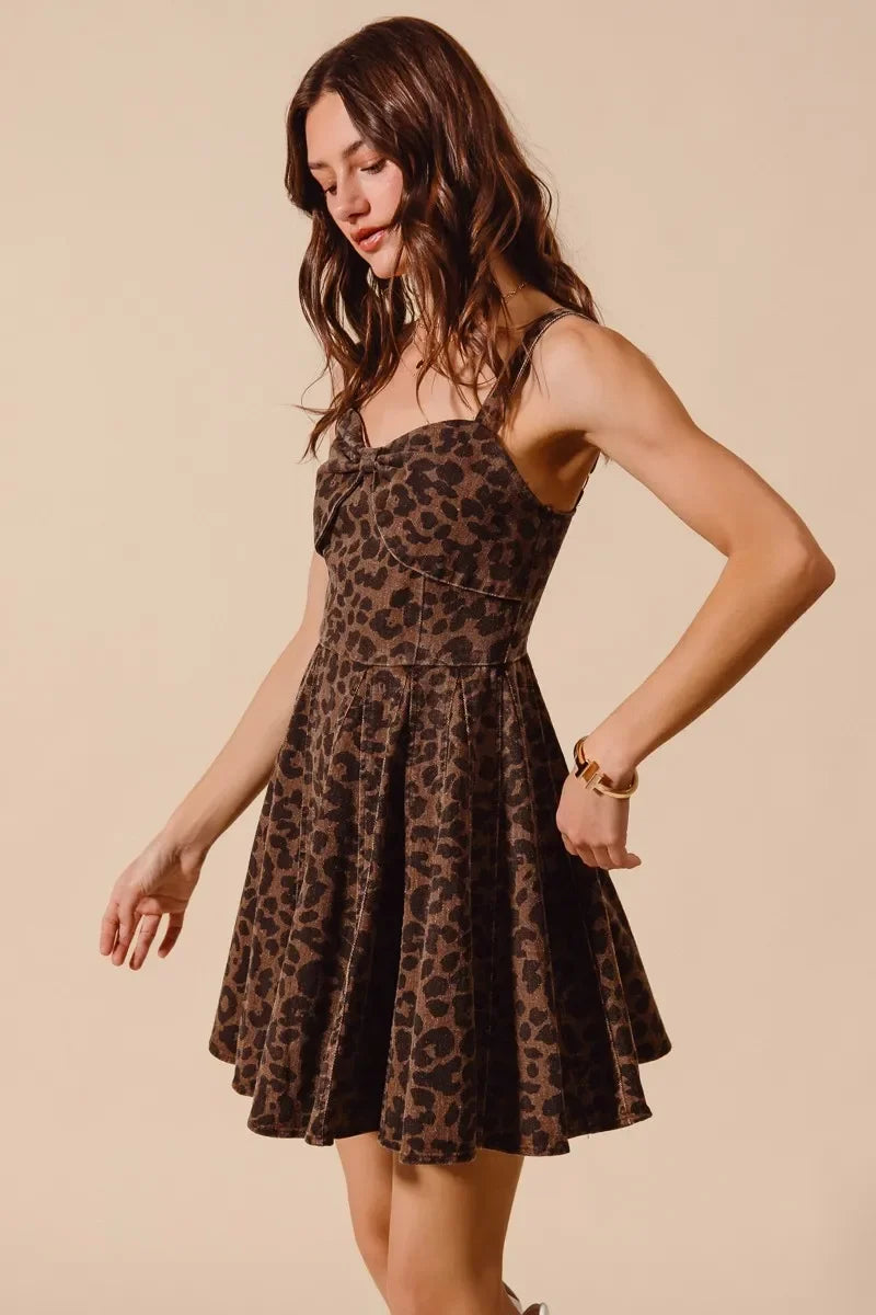 Mineral Washed Leopard Flare Cami Dress - Eva's Edition
