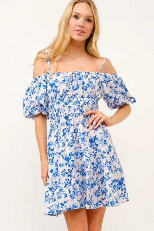 Off Shoulder Bubble Sleeve Dress - Eva's Edition