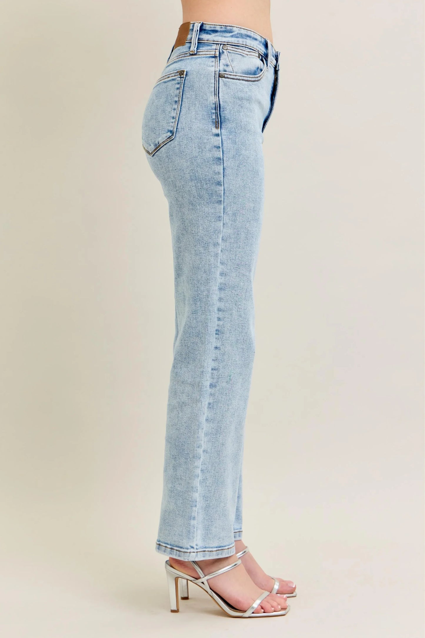 High Waist Stone Wash Straight Jeans - Eva's Edition