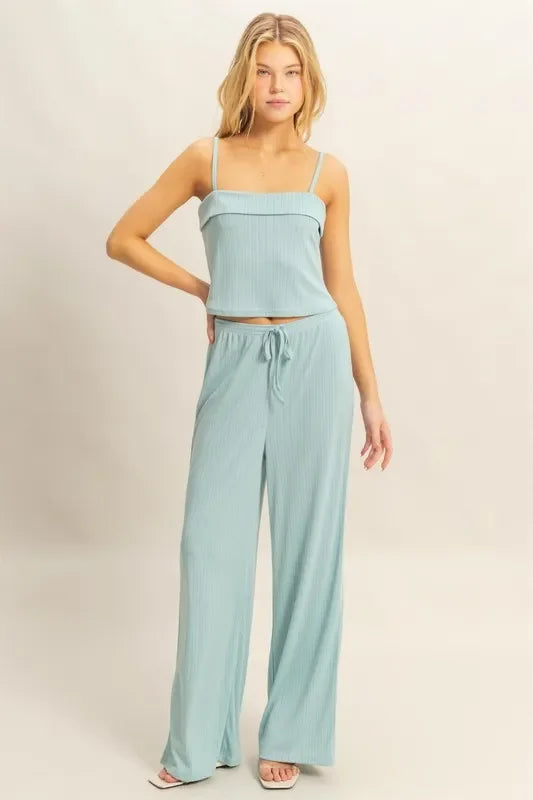 Rib Knit Cami Top and Pants Set - Eva's Edition