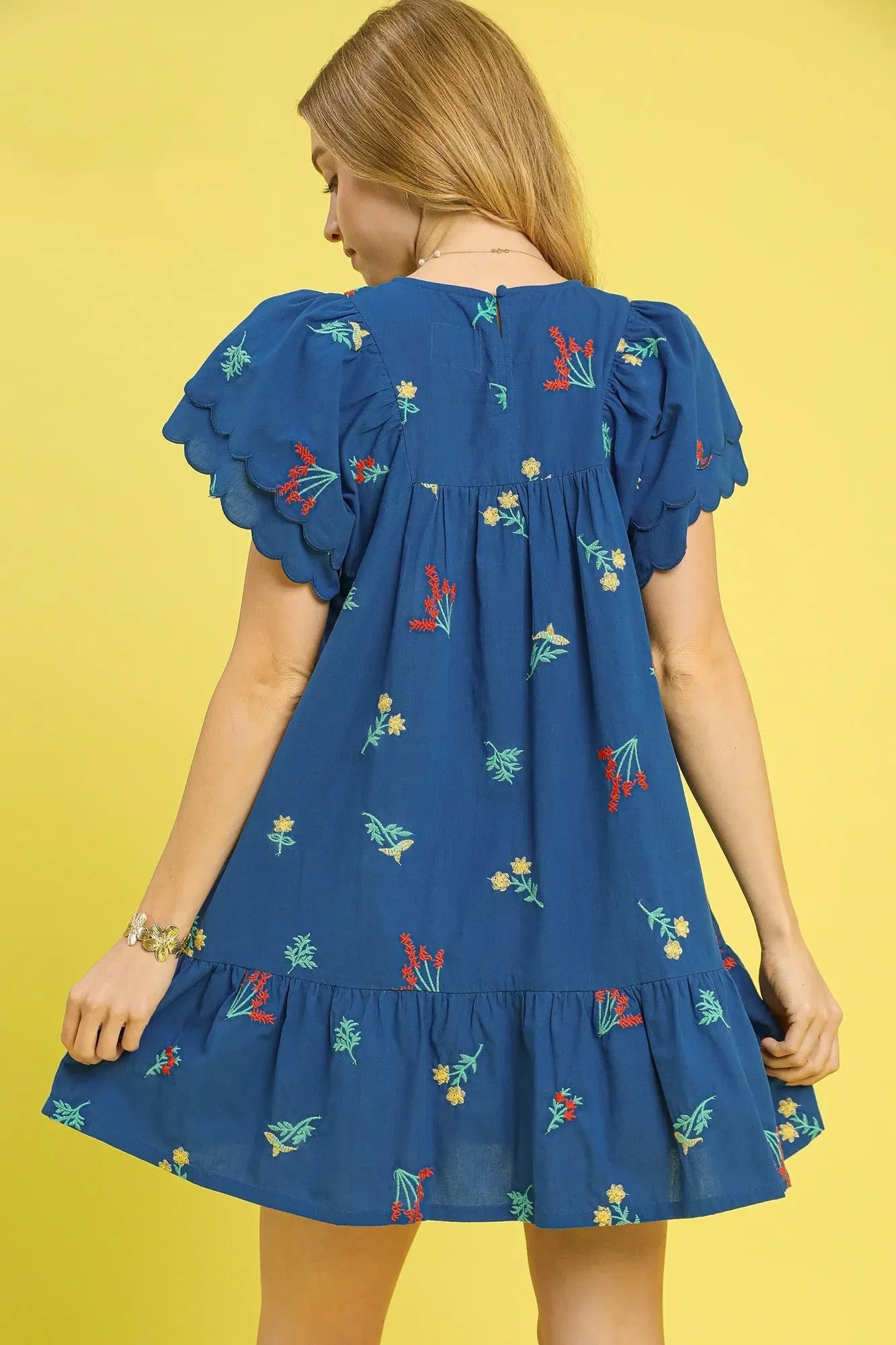Floral Embroidered Short Sleeve Mini Dress - Eva's Edition