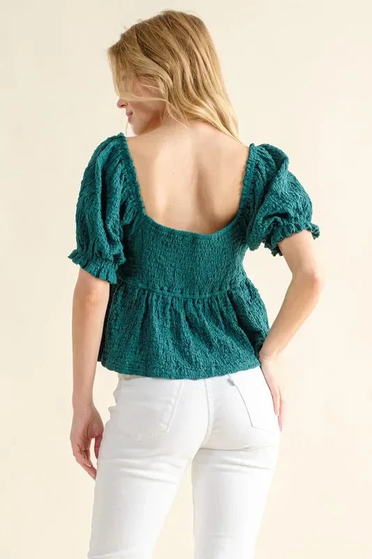 Lovely Textured and Smocked Top - Eva's Edition