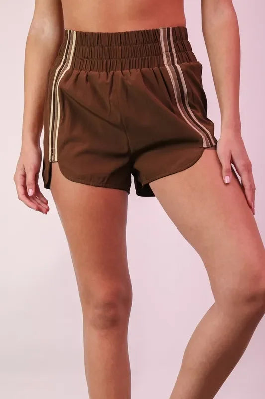Striped Trim Detail Activewear Shorts - Eva's Edition