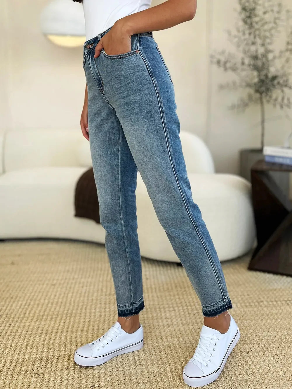 Mid Rise Rigid Magic Release Hem Jeans - Eva's Edition