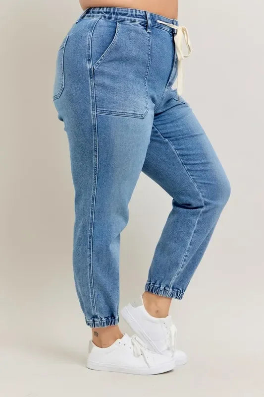 High Waist Denim Jogger Plus Size - Eva's Edition