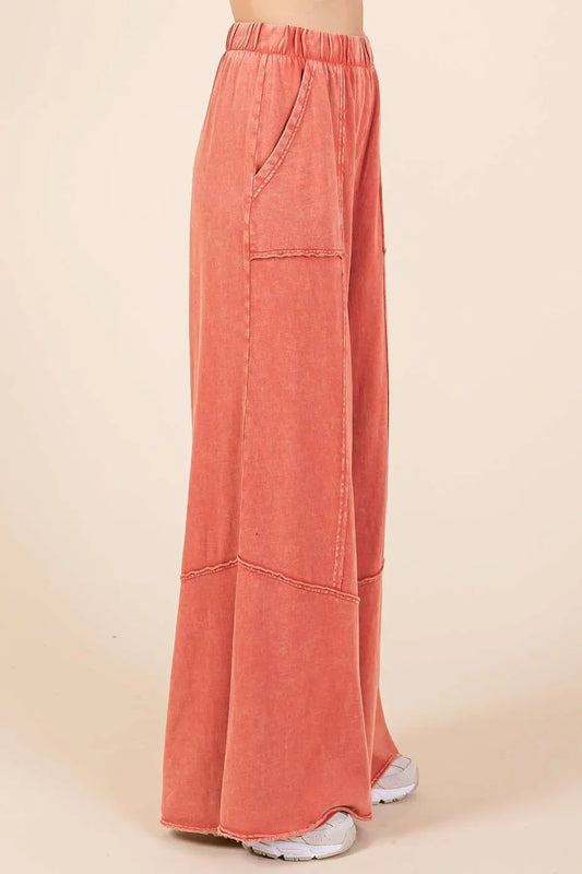 Mineral Wash Wide Flared Leg Pants - Eva's Edition
