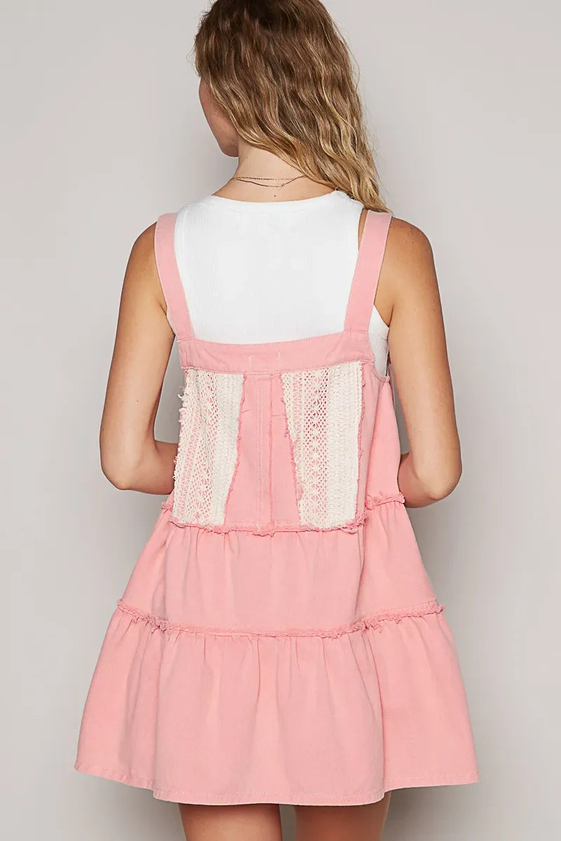 Patchwork Detail Denim Overall Dress - Eva's Edition