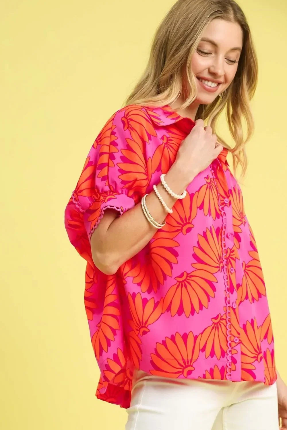 Printed Button-Up Relaxed Shirt - Eva's Edition