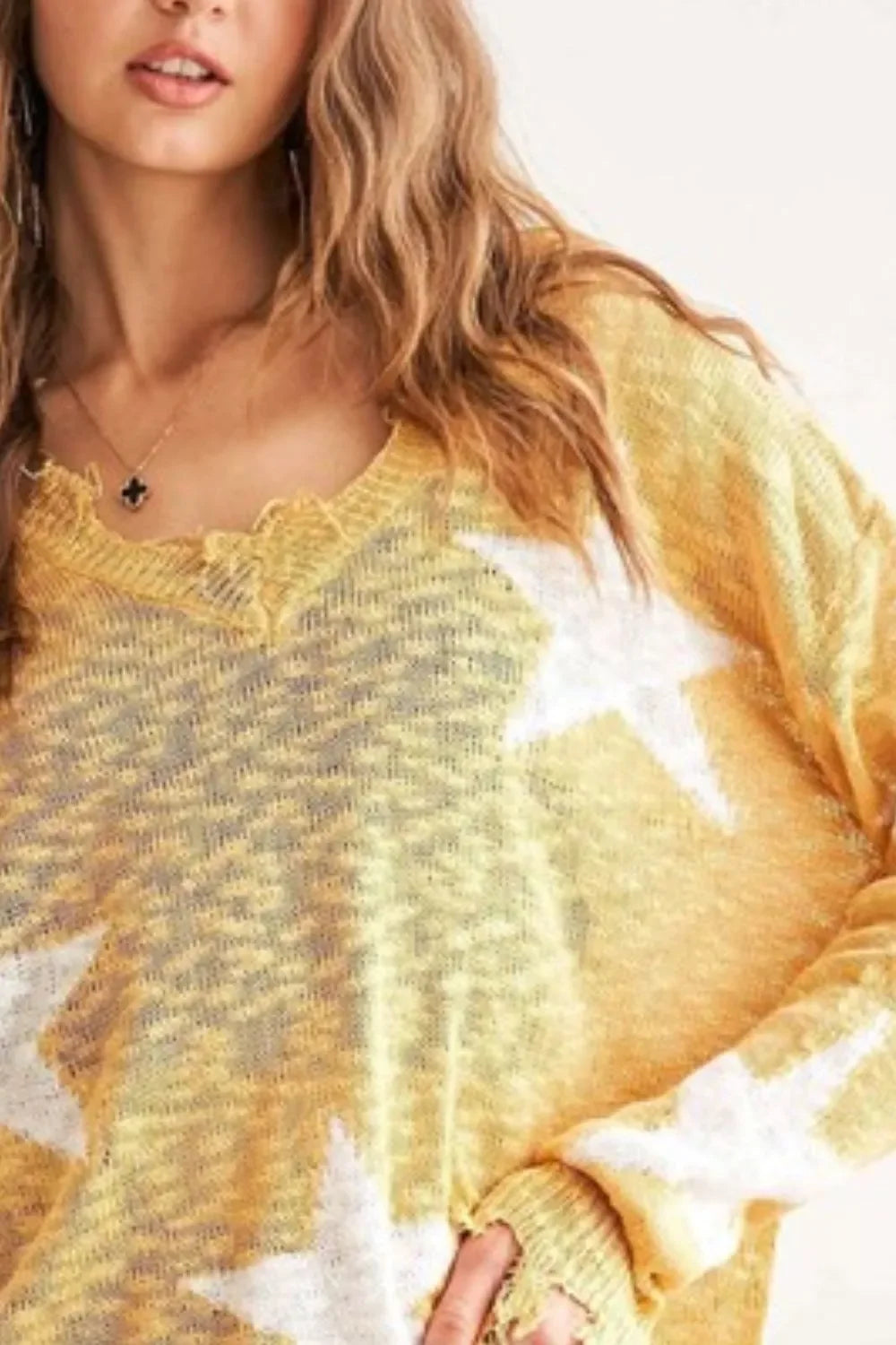 Distressed Star Sweater Top - Eva's Edition