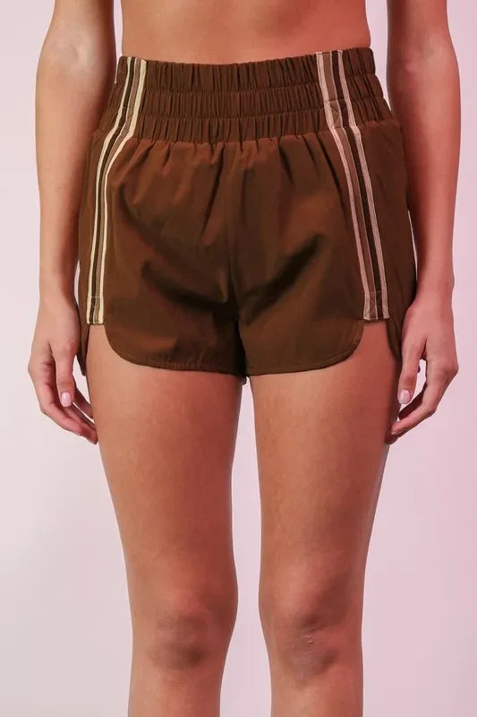 Striped Trim Detail Activewear Shorts - Eva's Edition
