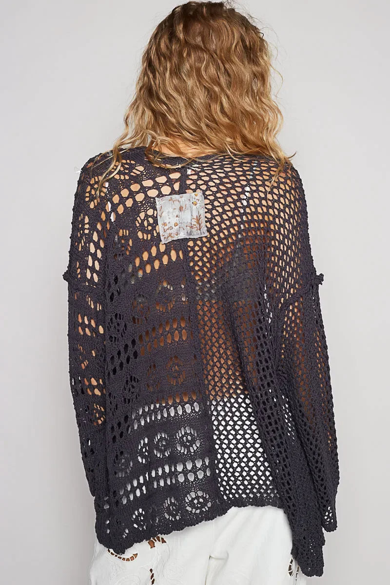 Open-Front Crochet Oversized Cardigan - Eva's Edition