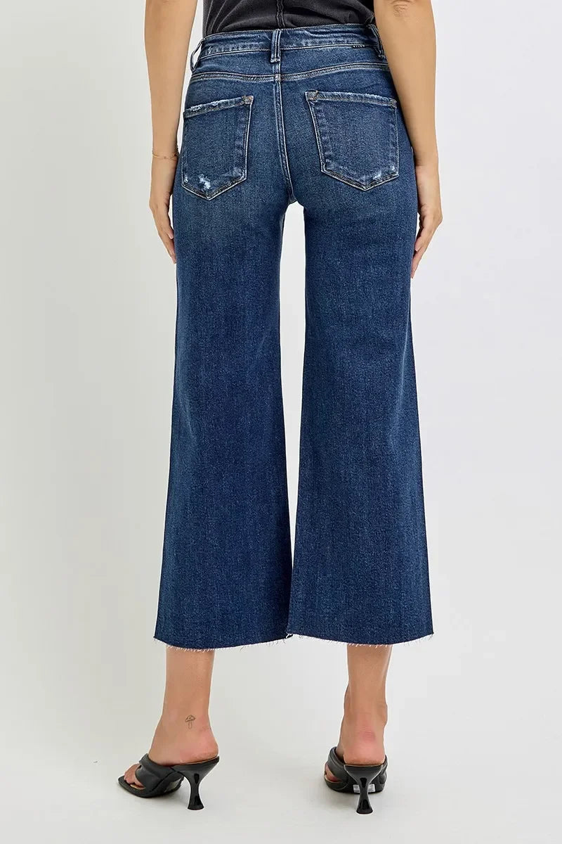 High Rise Crop Wide Button Up Jeans Plus Size - Eva's Edition