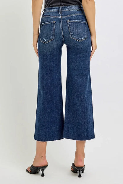 High Rise Crop Wide Button Up Jeans Plus Size - Eva's Edition