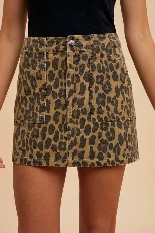 Leopard Denim Mini Skirt - Eva's Edition