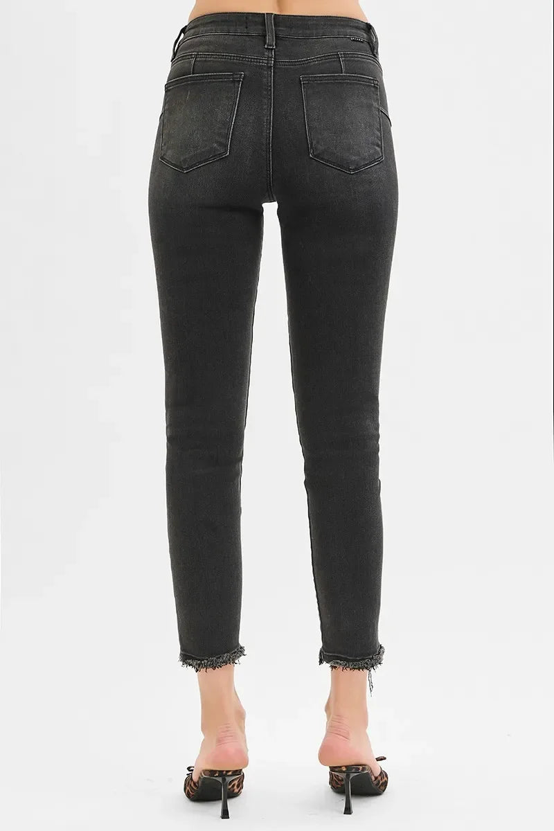 Tummy Control Mid Rise Crop Skinny Jeans Plus Size - Eva's Edition